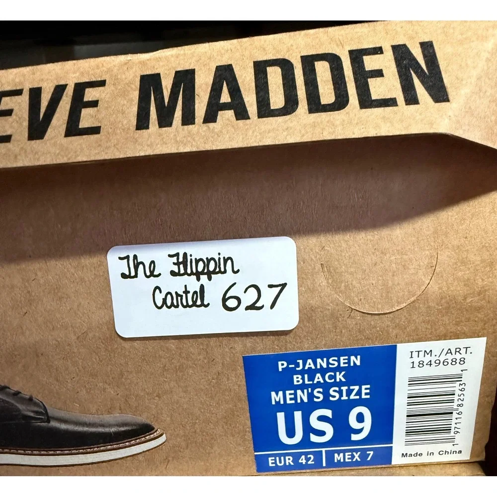 NEW Steve Madden P-Jansen 1849688 Men's Black Leather Lace Up Dress Shoes‎ sz 9